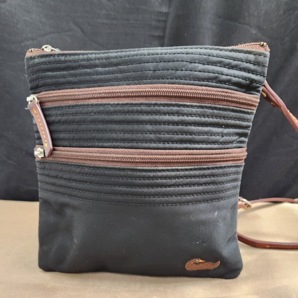 Dooney & Bourke Black Nylon North South Triple Zip Crossbody Bag/Purse